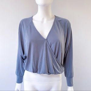 Blue Wrap Elastic Waist Crop Top S-M